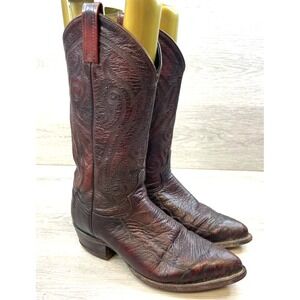 Tony Lama Men's 7.5D Brown Leather Western Cowboy Boots 05702 Round Toe Vintage